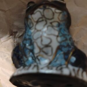 Ceramic Frog Figurine - Blue and Brown